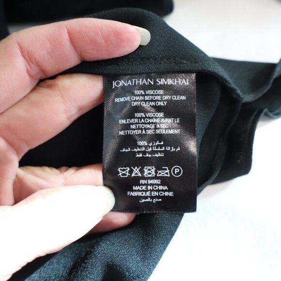 Jonathan Simkhai Womens Krishna Top Blouse Black Gold Chain Detail Size Small - Picture 6 of 8